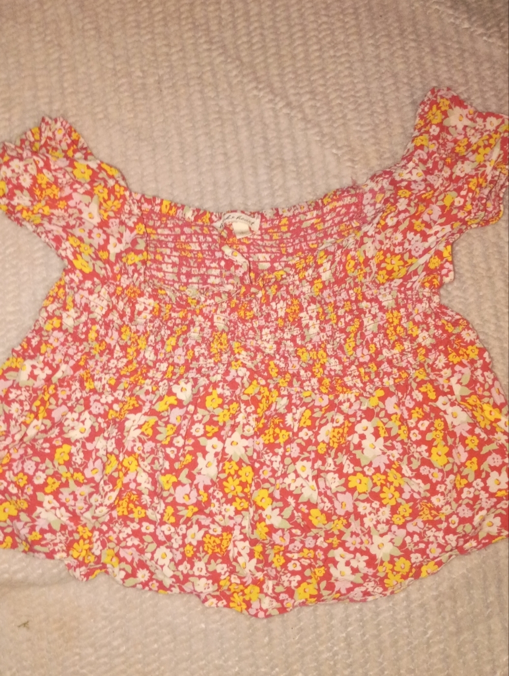 🎆Derek Heart Pink, Yellow & White Floral Peplum Crop Top